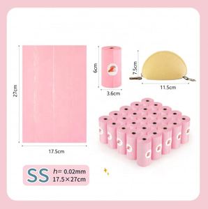 Sacs à déjections canines roses biodégradables et écologiques, 100 % étanches, extra épais, pour animaux de compagnie, vente en gros - Product Image 3