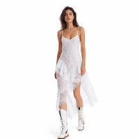 Robe Cami d'été pour femme de haute qualité, patchwork irrégulier, dentelle à volants, sur mesure