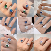 Bague Princesse en Argent S925 à Coupe Fleur de Glace, Diamant Rectangulaire Scintillant à Haute Teneur en Carbone pour Femme, Motif Flocon de Neige – Nouvelle Collection à Succès