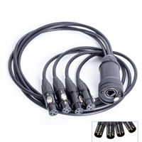 PKnight 1 Pasang Kabel Ekstensi STP RJ45 Cat5/6 4-Channel XLR 3-Pin 1m Adaptor Breakout Sinyal Audio XLR Male/Female Aluminium LED