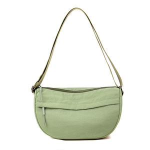 Korean Style Solid Color Minimalist <b>Crossbody</b> <b>Bag</b> <b>Nylon</b> Large Capacity Water Resistant Saddle <b>Bag</b> For Everyday Outfits Spring - Product Image 2
