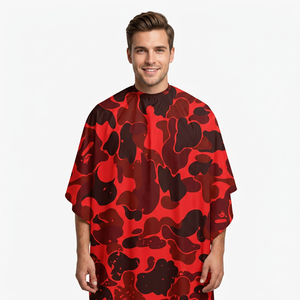 Custom Red Camouflage Print Barber Cape Waterproof Haircutting Salon Professional Hair Stylist Cape Barber Shop Hairdresser Cape - Product Image 3
