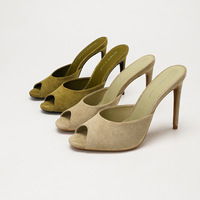 Sandales à talons hauts anti-bruit en polaire à bout ouvert pour femmes, idéales pour l'été, 6-8 cm, parfaites pour les trajets quotidiens et les longues heures debout