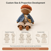 Poupée en tissu OEM personnalisée, jouet en peluche, tenue en tissu sur mesure, poupée en peluche douce, étiquetage personnalisé, décoration de chambre d'enfant, support de conformité