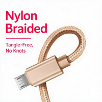 Câble de charge Micro USB Android en nylon, charge rapide 3A, conducteur en cuivre pur, cordon de données pour téléphone portable et alimentation de haut-parleur