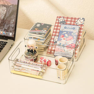 Boîte de rangement de bureau en acrylique T-Luxury, organisateur transparent pour cosmétiques, maquillage, soins de la peau, collations, avec poignées, 195g, fabriqué au Zhejiang - Product Image 5