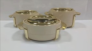 Vaisselle décorative, ensemble de casseroles isothermes de 1,8 L, 2,3 L et 2,8 L <span class=keywords><strong>avec</strong></span> large bord doré et <span class=keywords><strong>fenêtre</strong></span> en verre - Product Image 2