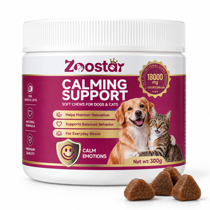 Integratore Quotidiano Calm Support per Animali Domestici - Morbidi Bocconcini con L-Triptofano e L-Teanina per Cani e Gatti - Supporto Emotivo e Comportamentale - Disponibilità Immediata 300g - Product Image 1