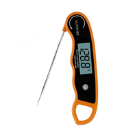 Termometer daging Digital lipat, baca instan dengan layar LCD lampu latar untuk memasak makanan memanggang daging termometer Bbq