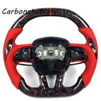 Volant de course en fibre de carbone forgée rouge pour Dodge Hellcat SRT Charger/Challenger, design intérieur performance à fond plat