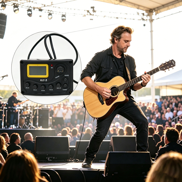 Professional ABS Acoustic Guitar Equalizer Preamp with Mic Piezo Dual EQ KLT-3 LCD Tuner Guitar Pickup