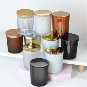 Pot à bougie cylindrique en verre <span class=keywords><strong>violet</strong></span> avec couvercle en alliage pour la décoration de Noël, de Pâques et de la Saint-Valentin - Résistant à la chaleur, réutilisable, parfumé - Product Image 2
