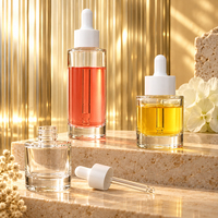 Botol Kosmetik Silinder Kaca Tebal Ramah Lingkungan 50ml 60ml Kosong untuk Serum Minyak Esensial dengan Pipet dan Sablon