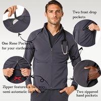 Op maat gemaakte gekleurde werkuniformen voor heren, 78% polyester, 22% spandex, stretch, chirurgische bovenkleding, scrubsets