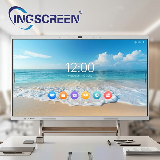 INGSCREEN All-in-One Interactive Flat Panel 65 75 86 Inch 4K Anti-Glare Glass Touch Screen Monitor with Wireless Screen Sharing