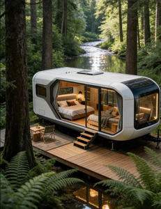 บ้านคอนเทนเนอร์เคลื่อนที่หรูหราทันสมัยยอดนิยม ขนาด 40 ฟุต พับเก็บได้ ขยายได้ บ้านพักตากอากาศขนาดเล็กสำเร็จรูป โรงแรมแคปซูลเหล็ก - Product Image 5