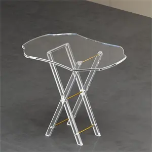 Tavolino da caffè rotondo in acrilico pieghevole di lusso dal design moderno