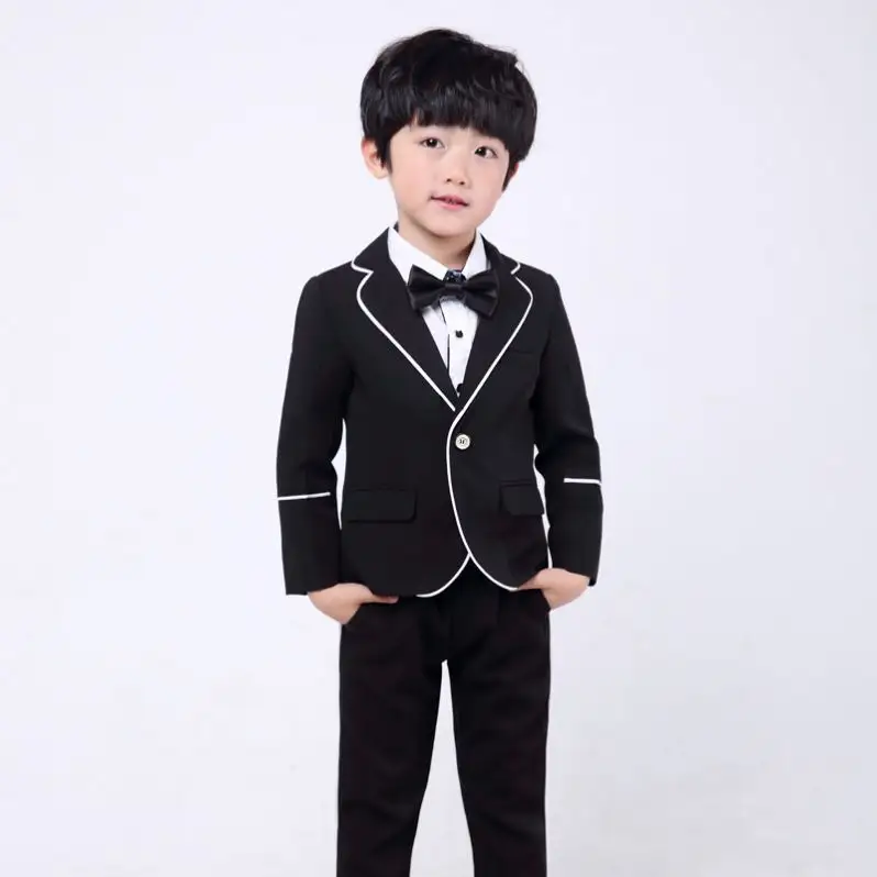 Costume d'école pour garçons pour mariages, bal de fin d'année, ensemble de Costume Slim pour enfants de 2 à 12 ans, Costume de smoking formel avec pantalon et nœud papillon F102