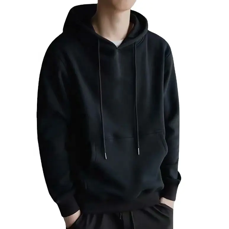 Wholesale Fleece Warm Fashion Hoodie Men's Casual Sweatshirt 100% Pure Cotton Blank Hoodie Customizable Logo