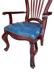 Chaise en bois massif de style américain <span class=keywords><strong>rustique</strong></span> |   <span class=keywords><strong>Fauteuil</strong></span> rembourré en cuir rétro pour salle à manger et bureau - Product Image 3