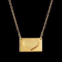 Collier avec enveloppe pour message secret en acier inoxydable, vierge pour gravure laser, or PVD, cadeau personnalisé pour couple, bijoux