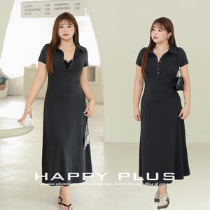 Robe polo cintrée gris foncé pour femme Happy Plus avec boutons, coupe trapèze, décontractée, pour tous les jours N9247 - Product Image 3