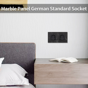 Bingoelec Custom Double 16A German Standard <strong>Socket</strong> with Brass Interior Child Protection Marble Finish 86x157mm EU for Hotel Use - Product Image 3