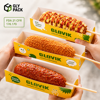 Boîte à Corndog en Papier Kraft Personnalisée Imprimée en Gros, Plateau à Hot-Dog pour Corndog Coréen, Emballage à Emporter pour Traiteur