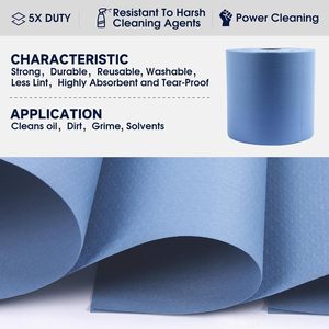 Rouleau de lingettes industrielles jetables bleues carrées, non tissées, écologiques, super absorbantes, pour usage en cuisine - Product Image 2