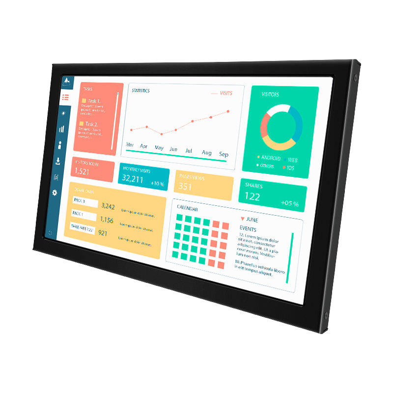 12.1 Inch VGA AV BNC Industrial Factory LCD Monitor 1280*800 Resolution Non-Touch Screen Wall-Mounted Desktop Metal Case