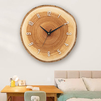 Horloge murale en bois en forme d'engrenage, motif chat et fleurs, affichage à aiguilles, silencieuse, décorative, pour salon et décoration intérieure