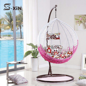 Spot Sale Double Egg-shaped Rattan Hanging Chair with Metal <strong>Frame</strong> Single Outdoor <strong>Hammock</strong>. - Product Image 1