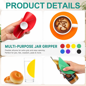 Ouvre-bocal antidérapant en silicone, support de préhension multi-usages, ouvre-bouteille en silicone, sous-verres de cuisine ronds en silicone pour mains faibles - Product Image 2