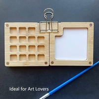 Mini palette de peinture portable en bois pour aquarelle, huile et acrylique, 15 compartiments, pliable, boîte de peinture de voyage, kit de mélange de couleurs, art