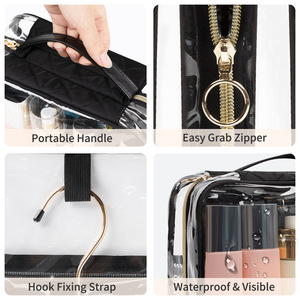 Organizador de Cosméticos Colgante de PVC Transparente con Compartimentos con Cierre y Bolsillos de Malla, Bolsa de Aseo Portátil y Duradera para Viajes - Product Image 5