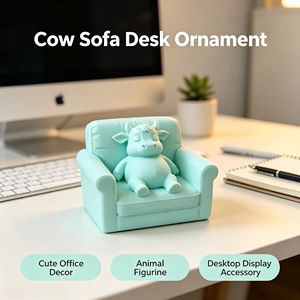 Cow Sofa <b>Decor</b> Figurine 3D Printed Cute Animal Sofa Ornament For Living Room Office Desk Bookshelf Display <b>Home</b> Decoration <b>Gift</b> - Product Image 4