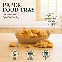 Contenitore per Snack Biodegradabile Usa e Getta, Vassoio in Carta Aperto, Piatto per Patatine Fritte, Vassoio a Forma di Barca in Carta Kraft per Asporto