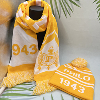 Ensemble écharpe et bonnet tricotés chauds d'hiver, design sur le thème des sororités universitaires (logo Jack & Jill 1938) pour événements d'organisation