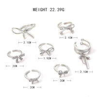Ensembles de bagues couleur argent Fashion Fine Jewelry 7 pcs/set Bow Rings