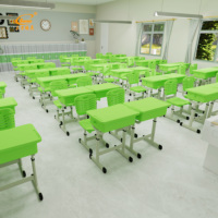 Meubles de classe scolaire modernes, ergonomiques et écologiques, table en plastique avec cadre en métal, réglable en hauteur, ensemble table et chaise individuels
