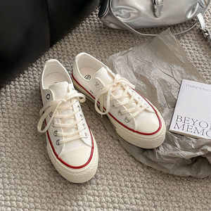 Zapatos de Lona Ramster, Plataforma Baja, Negros y Blancos, Estilo Urbano para Mujer, Retro de los 70, Clásicos, Modernos, a la Moda en Instagram - Product Image 3