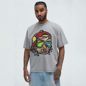<b>High</b> Quality Heavyweight Unisex Retro Acid Washed Cotton <b>Tshirt</b> Comfortable Oversized Print Custom O-<b>Neck</b> <b>Tshirts</b> for Men - Product Image 1