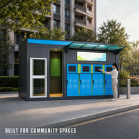 Station de tri des déchets modulaire et évolutive avec compartiments extensibles pour répondre aux besoins de recyclage des communautés en croissance.
