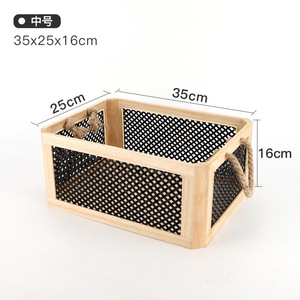 Cestino Portaoggetti in <span class=keywords><strong>Legno</strong></span> Intrecciato a Mano Personalizzato, Cassetto da Scrivania per Libri, Cosmetici, Chiavi, Frutta, Pane o Regali - Product Image 4