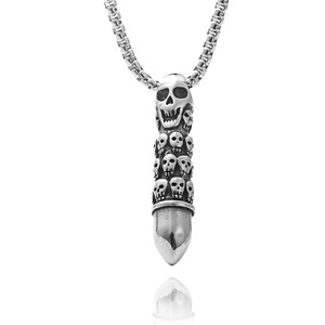 Yunnique – collier avec pendentif en forme de crâne pour hommes, en acier inoxydable, Design géométrique rétro, 190192 - Product Image 4