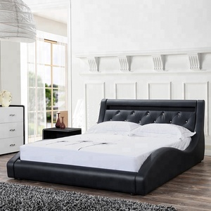 Set Perabot Kamar Tidur Mewah Desain Kulit Berkualitas Tinggi untuk Rumah, <span class=keywords><strong>Hotel</strong></span>, Apartemen, Tempat Tidur Empuk Custom - Product Image 1