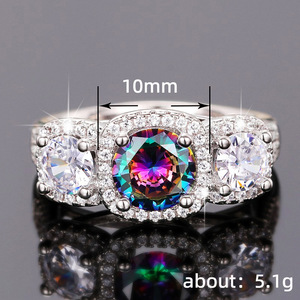 Anello in Vetro Colorato per Donne, Gioiello da Dito Scintillante e alla Moda - Product Image 5