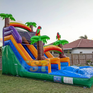 Tobogán acuático de entretenimiento para padres e hijos, tobogán acuático inflable de loro de Estilo Hawaiano de verano con soplador de aire para niños - Product Image 3