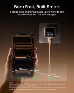 Chargeur intelligent <span class=keywords><strong>Anker</strong></span> A121D Nano 45W USB-C avec écran, charge rapide, reconnaissance intelligente, mode d'entretien intégré, prise pliable compacte à 180° - Product Image 3