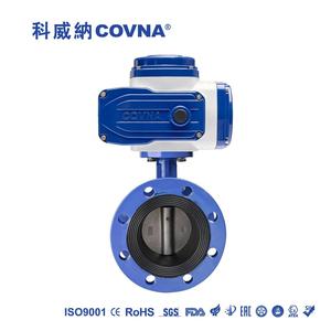 Válvula de Mariposa COVNA con Actuador Rotatorio Eléctrico de 12V CC, Tipo Doble Brida, Asiento de Goma NBR, Acero al Carbono, PN16, con Ventana de 90 Días - Product Image 1